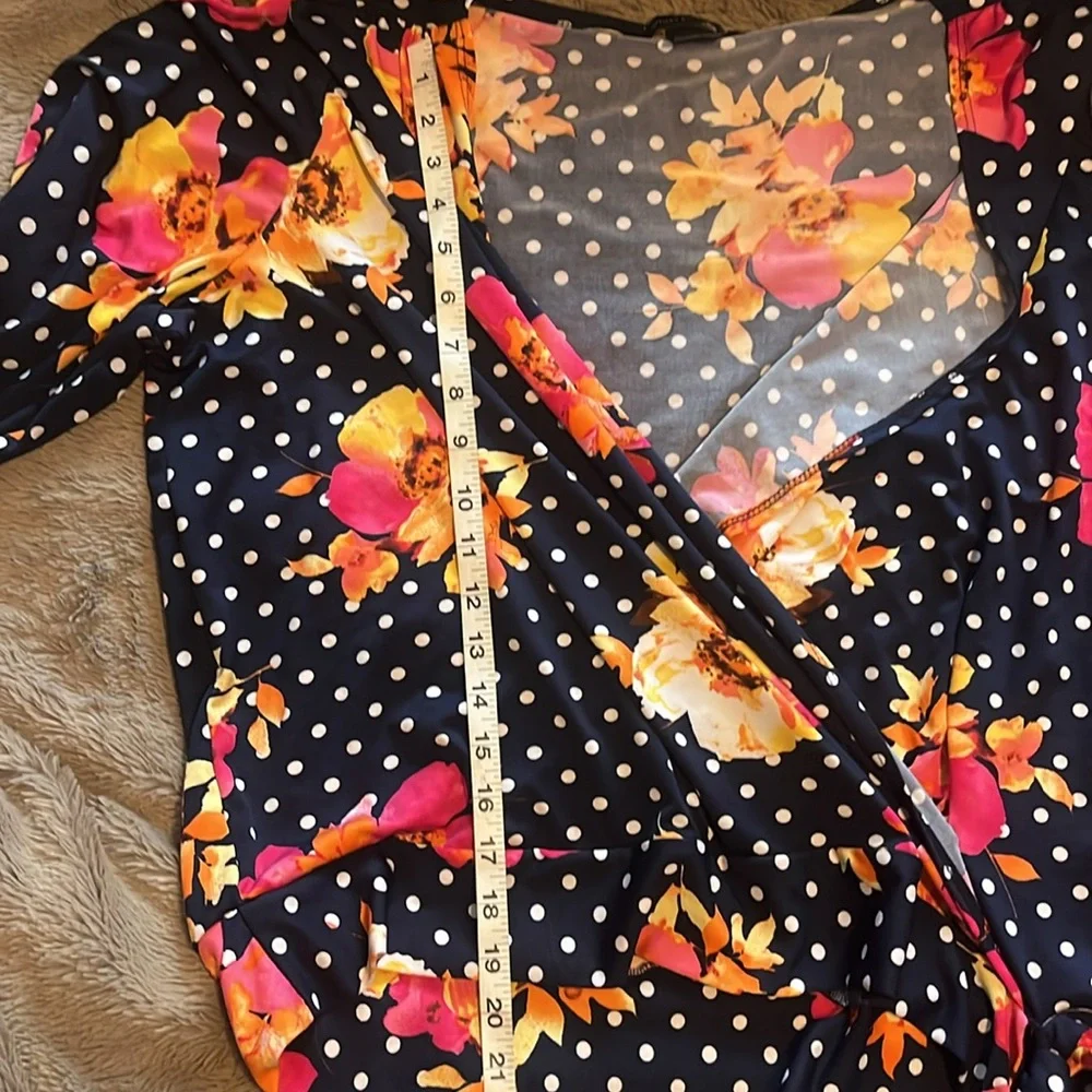 Polka Dot Wrap Top with flutter sleeves - Picture 9 of 10